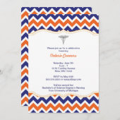 オレンジおよび海軍シェブロンのナースの卒業の招待RN 招待状 (正面/裏面)