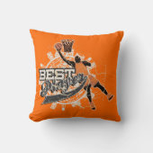 オレンジおよび灰色のバスケットボールアメリカMOJOの枕 クッション (正面)
