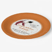 オレンジおよび白いのケージャンのCrawfishの卒業 ペーパープレート (アングル)