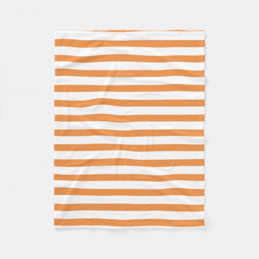 オレンジおよび白い横のストライプ フリースブランケット (正面)
