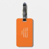 オレンジおよび白い水玉模様のモノグラムのな荷物のラベル ラゲッジタグ (裏面縦)