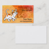 オレンジおよび白い猫の名刺-火のように激しくオレンジ 名刺 (正面/裏面)