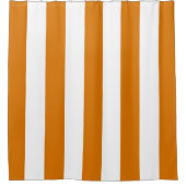 オレンジおよび白い縦ストライプ シャワーカーテン (正面)