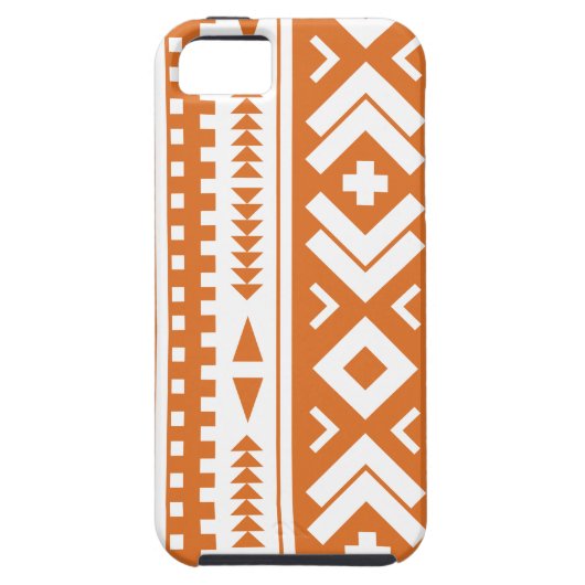 オレンジおよび白く燃やされるアステカな種族のプリント Case-Mate iPhoneケース (裏面)
