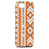 オレンジおよび白く燃やされるアステカな種族のプリント Case-Mate iPhoneケース (裏面/右)