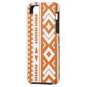 オレンジおよび白く燃やされるアステカな種族のプリント Case-Mate iPhoneケース (裏面左)