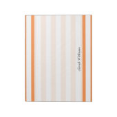 オレンジおよび白のストライプなパターン ノートパッド (回転)