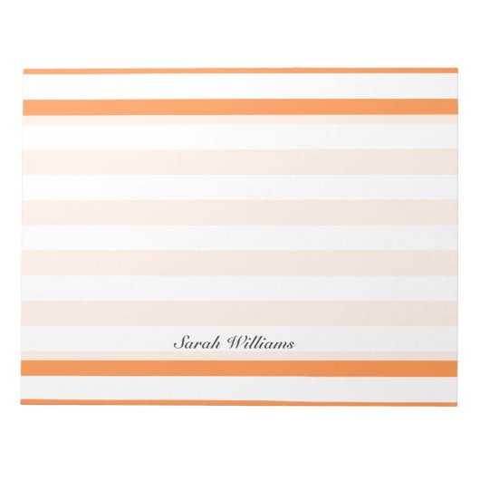 オレンジおよび白のストライプなパターン ノートパッド (正面)