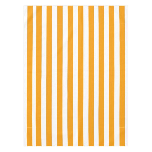 オレンジおよび白のストライプパターン テーブルクロス (正面)