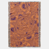 オレンジおよび紫色のペルシャの星の曼荼羅パターン スローブランケット (正面縦)