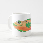 オレンジおよび緑のお洒落な魚のアートワーク コーヒーマグカップ (正面左)