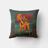 オレンジおよび緑の馬の枕クリの馬 クッション (裏面)