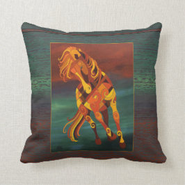 オレンジおよび緑の馬の枕クリの馬 クッション