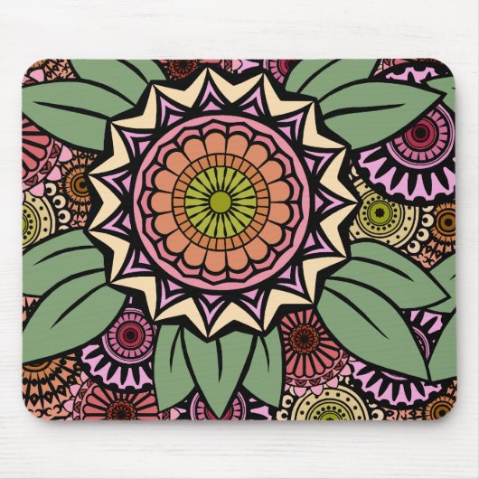 オレンジおよび緑のDecoのFandango マウスパッド (正面)