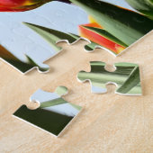 オレンジおよび赤いチューリップ下方から ジグソーパズル (側面)