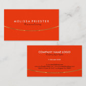 オレンジおよび金ゴールドモダン幾何学的デザイン 名刺 (正面/裏面)