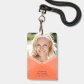 オレンジおよび青によって層にされる幾何学的な写真 バッジ (ストラップ付き表面)