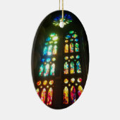 オレンジおよび青によって汚されるGlassOval セラミックオーナメント (右)