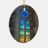 オレンジおよび青のステンドグラス セラミックオーナメント (右)