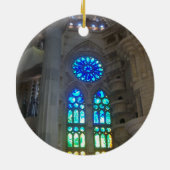 オレンジおよび青のステンドグラス セラミックオーナメント (裏面)