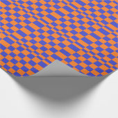 オレンジおよび青のチェッカー ラッピングペーパー (角)