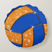 オレンジおよび青のバレーボールのギフトかあなたの色 ラウンドクッション (裏面)