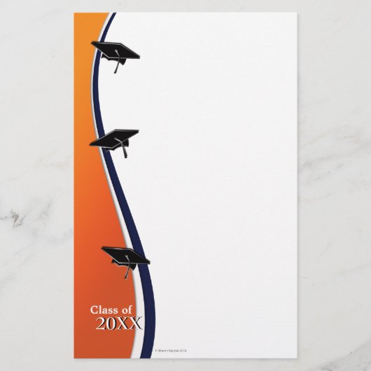 オレンジおよび青の卒業のノートのペーパー文房具 便箋 (正面)