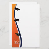 オレンジおよび青の卒業のノートのペーパー文房具 便箋 (正面/裏面)