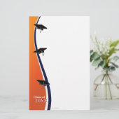 オレンジおよび青の卒業のノートのペーパー文房具 便箋 (スタンド正面)