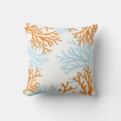オレンジおよび青の珊瑚の枕 クッション (正面)
