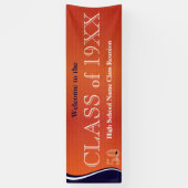 オレンジおよび青の50年の同窓会の旗 横断幕 (縦)