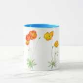 オレンジおよび黄色のアイスランドポピー、水彩画 マグカップ (中央)