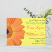 オレンジおよび黄色のガーベラのデイジーの結婚式招待状 招待状 (スタンド正面)