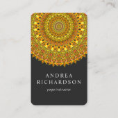 オレンジおよび黄色の調子の花の華美な曼荼羅 名刺 (正面)