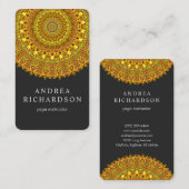 オレンジおよび黄色の調子の花の華美な曼荼羅 名刺 (正面/裏面)