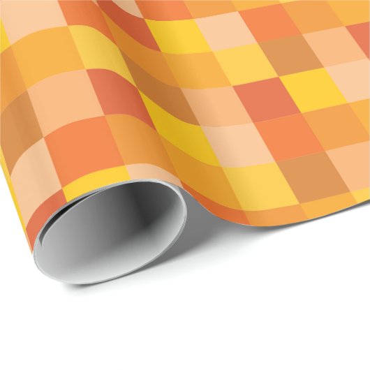 オレンジおよび黄色のPixelatedパターン|ピクセル芸術 ラッピングペーパー (ロールコーナー)