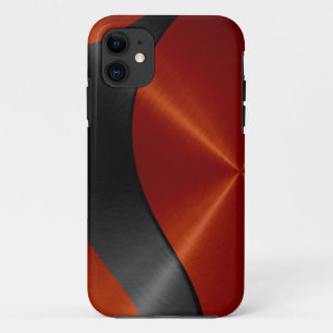 オレンジおよび黒いステンレス鋼の金属 iPhone 11 ケース