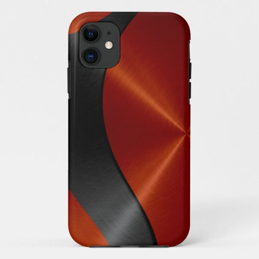 オレンジおよび黒いステンレス鋼の金属 Case-Mate iPhoneケース (裏面)