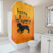 オレンジおよび黒いダックスフントハロウィン シャワーカーテン (インサイチュ)