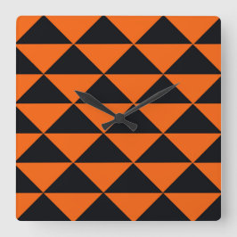 オレンジおよび黒い三角形 スクエア壁時計