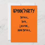 オレンジおよび黒い不気味 招待状 (裏面)