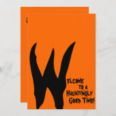 オレンジおよび黒い不気味 招待状 (正面/裏面)