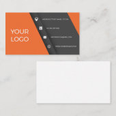 オレンジおよび黒い名刺 名刺 (正面/裏面)