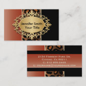 オレンジおよび黒い燃えるエレガントヒョウのプリント 名刺 (正面/裏面)