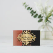 オレンジおよび黒い燃えるエレガントヒョウのプリント 名刺 (スタンド正面)