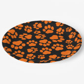 オレンジおよび黒い足のプリントの紙皿 ペーパープレート (アングル)