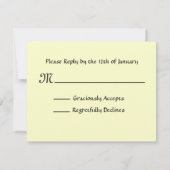 オレンジおよび黒くグランジなダマスク織RSVPの結婚式 出欠カード (裏面)