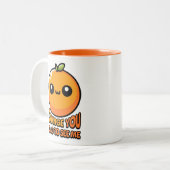 オレンジお会いできて嬉しい！かわいいオレンジプリン ツートーンマグカップ (正面左)