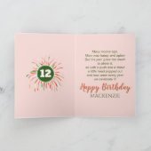 オレンジお洒落と緑の花火カッコいい誕生日 カード (内部)