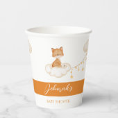 オレンジお洒落キツネベビーシャワー紙カップ 紙コップ (正面)